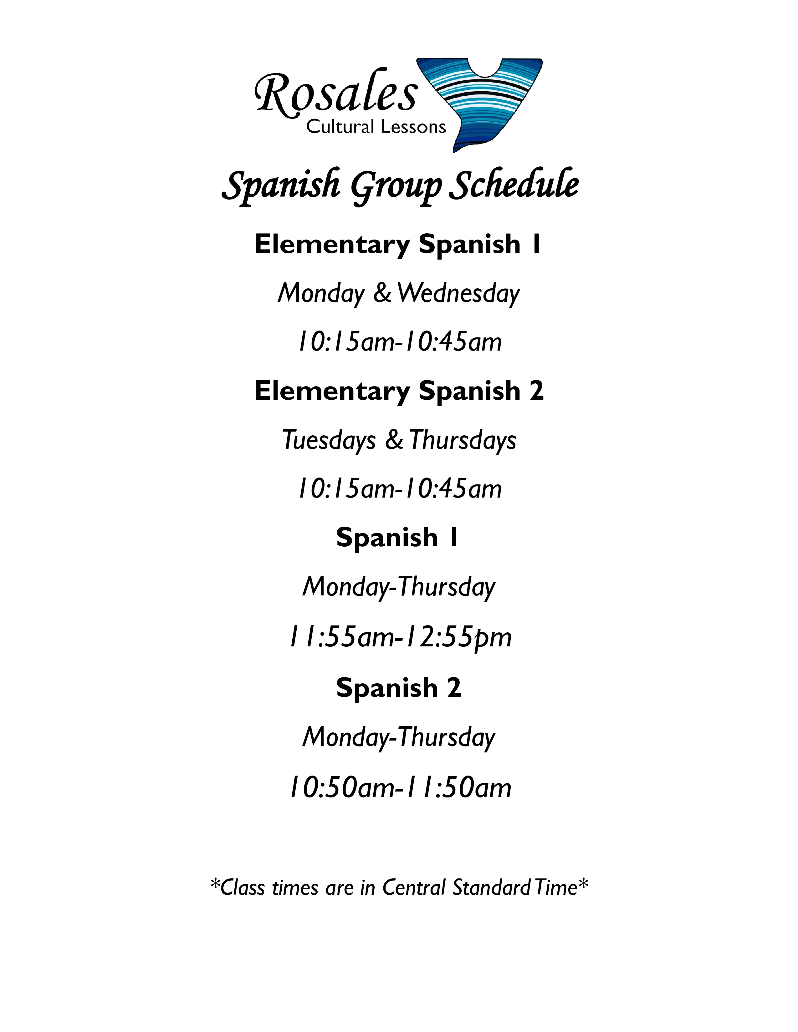 class schedule