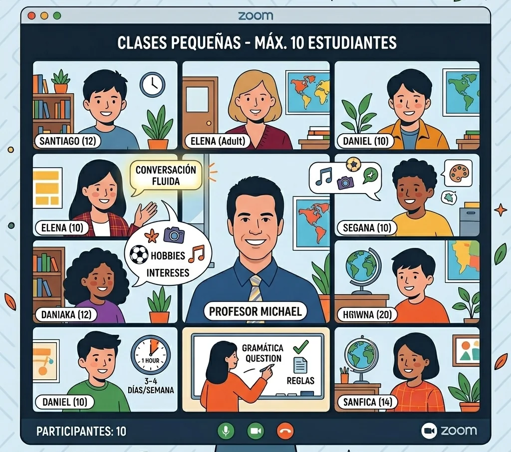 illustration of zoom students learning
