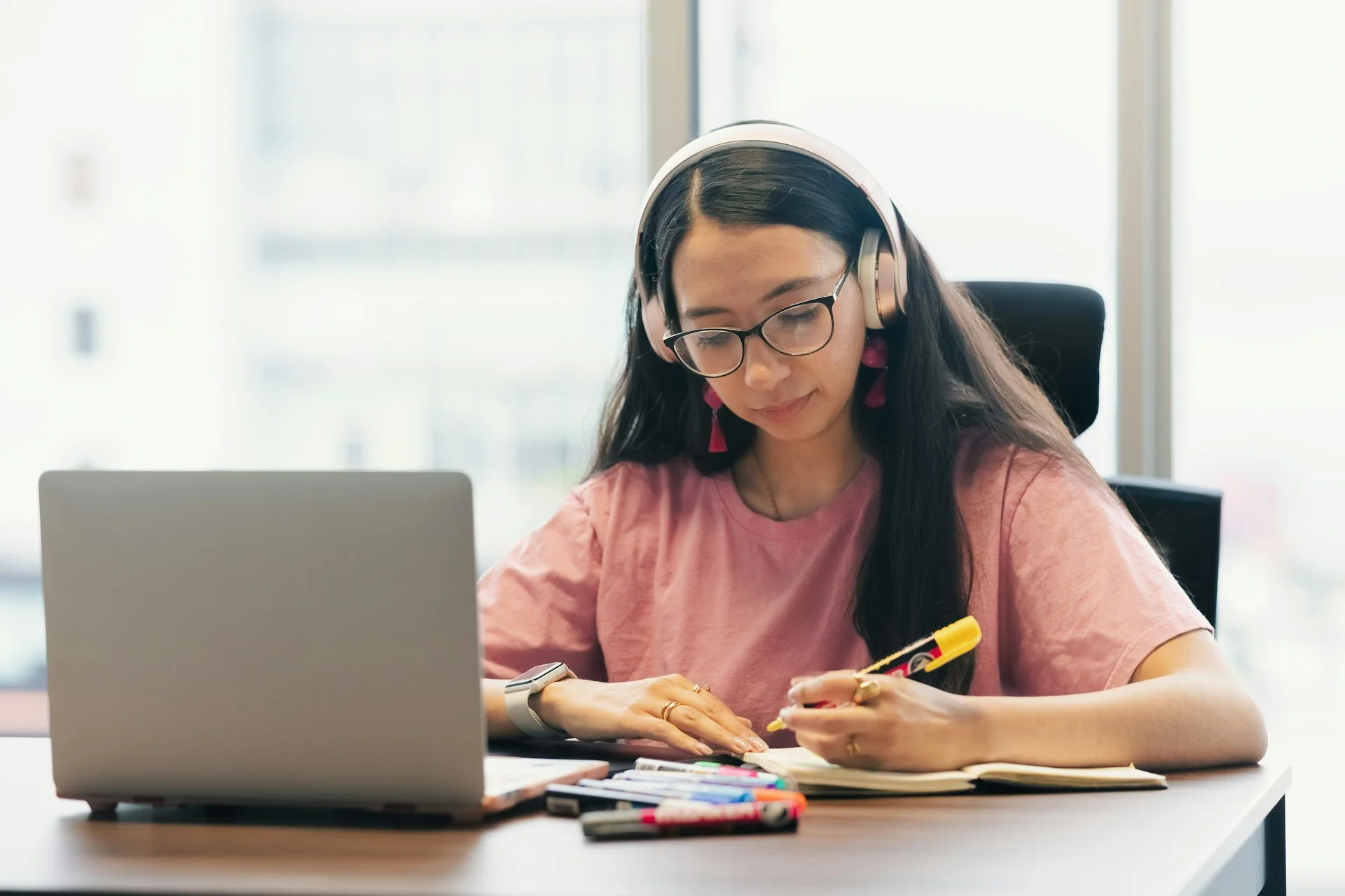 Teen girl studying